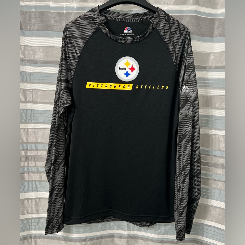 Pittsburgh Steelers Football Black Majestic Cool Base Long Sleeve Shirt